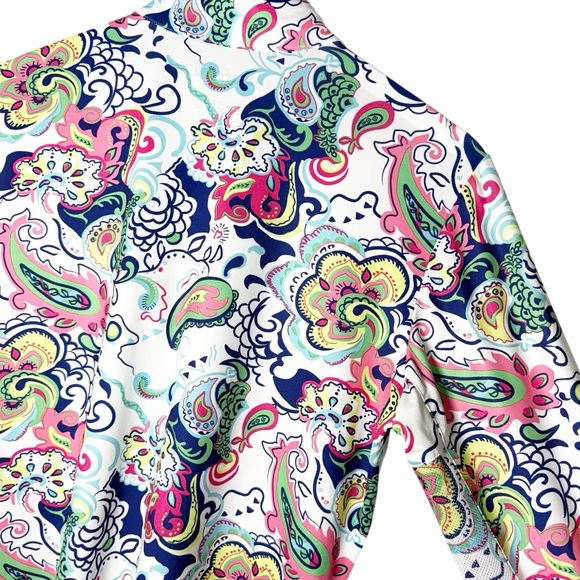 SanSoleil UPF 50+ Cooling Floral‎ Paisley Mesh Detail Long Sleeve Quarter Zip Lg - Picture 7 of 10